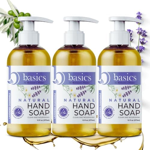 Brittanie's Thyme Basics Natural Olive Oil Hand Soap, Lavender Chamomile - 12 fl oz, Pack of 3 - Cruelty Free, Vegan, No Synthetic Additives, No Sulfates, Paraben Free, Phthalate Free