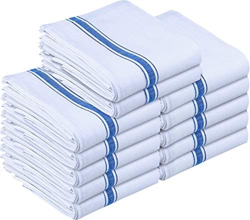 Utopia Towels Blue Dish Towels [12 Pack - 15 x 25 Inches] 100% Ring Spun Cotton Kitchen Towels, Highly Absorbent & Reusable Cleaning Bar and Tea Towels Set