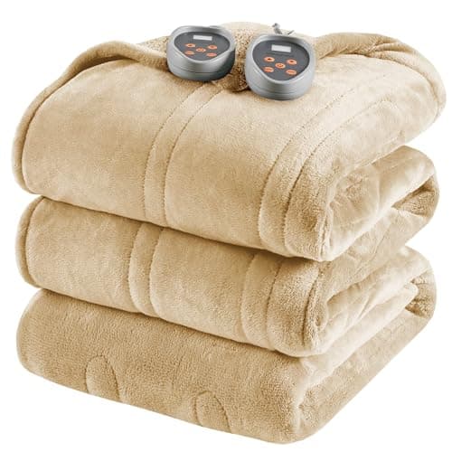 Beautyrest Heated Blanket, Electric Blanket, Soft, Warm, Reversible Plush - Sherpa Heating Blanket with 20 Heat Settings, 1-10 hrs Timer Auto Shut Off, Machine Washable, King (90 inx100 in), Tan