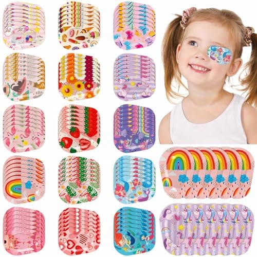 Sublaga 90 Pcs Eye Patches for Kids,15 Styles Kids Eye Patches, Toddler Eye Patch with Lazy Eye, Breathable Material Cotton Colorful and Fun Designs Adhesive Kid Eye Patches for Girls Toddler