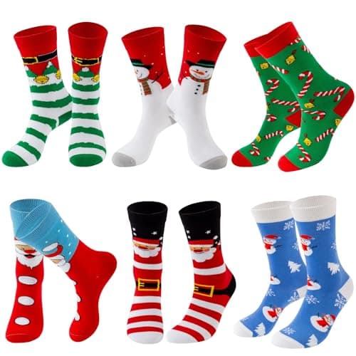 TENYSAF Fun Christmas Socks for Women - Funny Xmas Gifts for Female Novelty Cozy Crew Cotton Sock Set