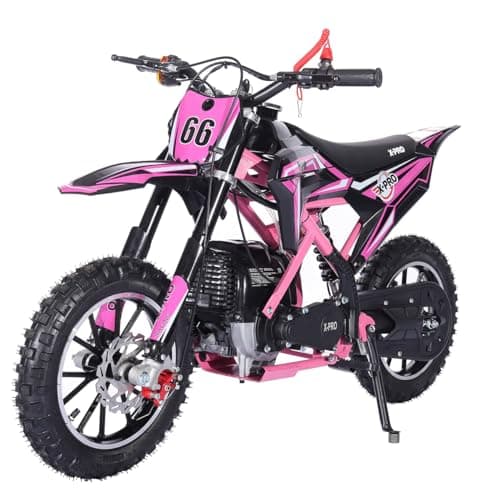 X-PRO Hawk Mini Dirt Bike, Gas Power 4 Stroke Dirt Bike! 40CC Pit Bike, Pull Start, 10" Wheels! (Pink)