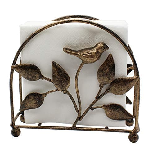 Cast Iron Bird & Tree Classic Napkin Holder/Tabletop Freestanding Tissue Dispenser, Bronze