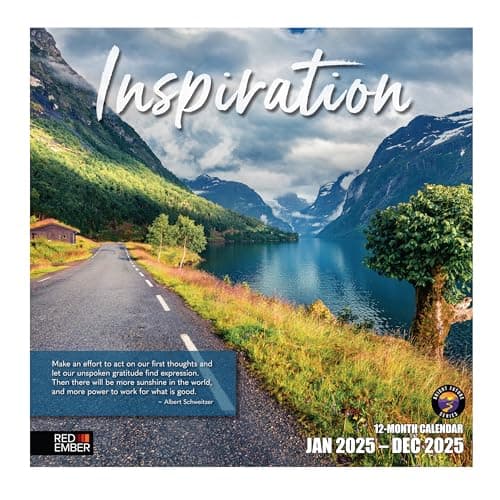 RED EMBER Inspiration with Motivational Quotes 2025 Wall Calendar 12 Month | 12" x 24" Open | Thick & Sturdy Paper | Giftable | Calendar 2025