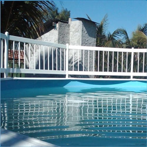 Aqua Select Above Ground Swimming Pool Resin Safety Pool Fence Base | Premium Quality UV Protected Vinyl | Keeps Pool Toys in and Intruders Out | Kit A - 8 Sections | Easy Installation | White