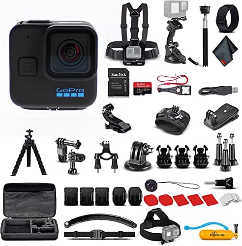 GoPro HERO11 (Go Pro Hero11) Black Mini - Waterproof Action Camera with 5.3K Ultra HD Video, 24.7MP Photos, 1/1.9" Sensor, Stabilization + 50-in-1 Accessory Kit + 64GB Card + More