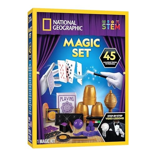 National Geographic Kids Magic Set - 45 Magic Tricks for Kids to Perform with Step-by-Step Video Instructions for Each Trick Provided by a Professional Magician, Toys for Boys and Girls