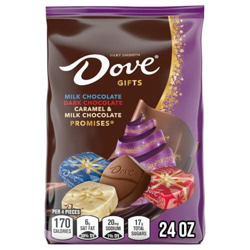DOVE PROMISES Milk, Dark & Caramel Christmas Candy, Assorted Chocolate Candy Variety Pack, Stocking Stuffers - 24 oz Bag