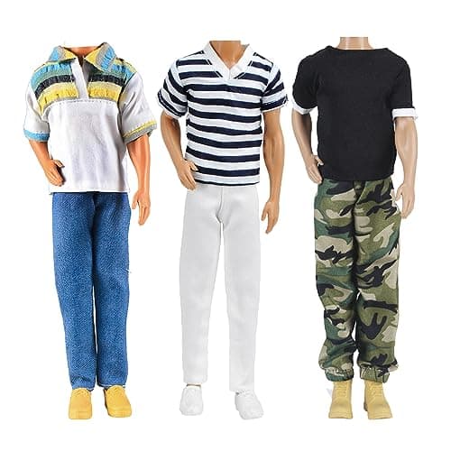 E-TING 3 Sets Doll Casual Wear Clothes Overalls Jacket Pants Outfits with 3 Pair Shoes for 12 Inches Dolls