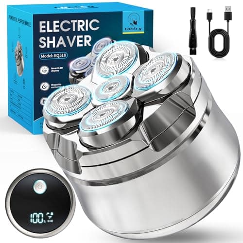 Luctry Head Shavers for Bald Men, Magnetic Electric Razor Hair Trimmer for Men Cordless Rechargeable Electric Shavers for Men 100% Waterproof Dry & Wet Grooming Kit with Led Display Head Shavers