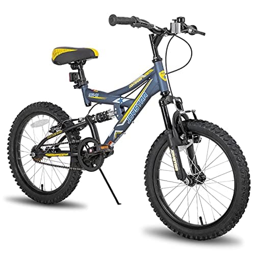 JOYSTAR Contender 20 Inch Kids Bike for Boys & Girls Ages 7-13 Years 20" Mountain Bike with Full Dual-Suspension Steel Frame and 1-Speed Drivetrain with Kickstand Blue