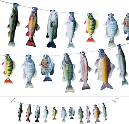 Havercamp Gone Fishin String Hanging Banner for Fish Fry, Bass Fishing, Freshwater Pond & Salt Water Tournament Fishing Decorations