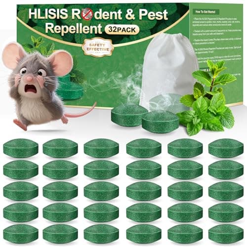 HLISIS 32PCS Mouse Rodent Repellent, Natural Mouse Repellent Peppermint Oil for Mice, Rats, Squirrels, Spiders and Pests, Keeps Pests Away Effectively from Garden & Home (Peppermint)