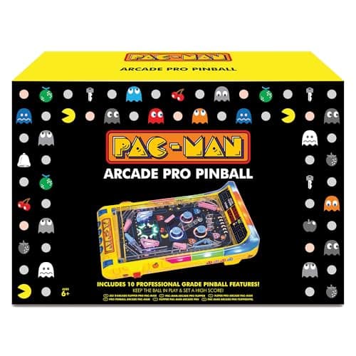 Ambassador Games: Pac-Man Arcade Pro Pinball - Light & Sound Tabletop Game, Vibrating Bumbers, Flashing LEDs, Scoreboard, Licensed, Adults-Kids 6+