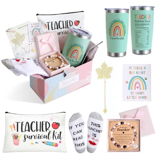 Teacher Gifts for Women,Teacher Appreciation Gifts,Teacher Christmas Gifts,Unique Teacher Birthday Gifts, Back to School Gift for Teacher, Thank You Gifts for Teacher,20 oz Teacher Tumbler Gift Basket