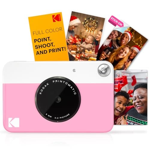 KODAK Printomatic Full-Color Instant Print Digital Camera - Colorful Photos On Zink 2x3" Sticky-Back Photo Paper - 5MP, Portable, Creative Fun Gift for Birthday, Christmas, Holiday - Pink