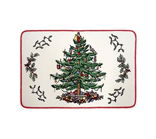 Spode - Bath Mat, Cotton Bath Rug, Holiday Bathroom Decor Christmas Tree Collection, 20" x 30"