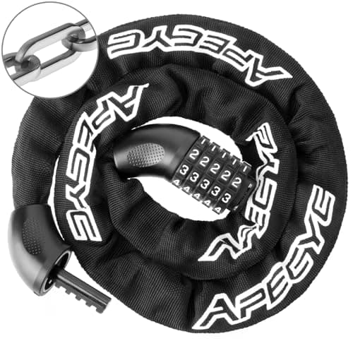APECYC Bike Locks Heavy Duty Anti Theft, 5 Digit Combination Bike Chain Lock, 4FT Security Bicycle Lock Hardened Steel Square Chains for Bicycle, E-Bike, Motorcycle, Scooter, Gate