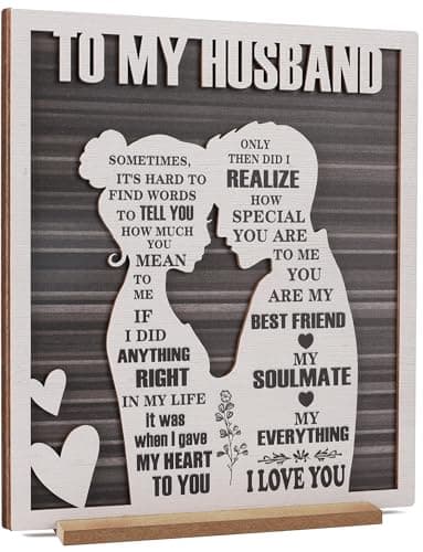 To My Husband Plaque – Romantic Father’s Day Dad Gift from Wife – Sentimental Wood Sign for Anniversary, Birthday, Valentine’s Day, or Just Because – Rustic Love Keepsake for Him