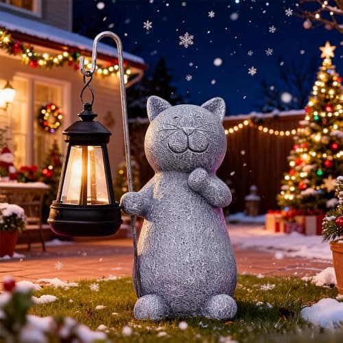 Qeeman Garden Decor Statues: Mothers Day Birthday for Mom Grandma Women Sister Wife Lady Lover - Front Patio Balcony Yard Art Lawn Ornaments Porch Outdoor Outside Decorations (Cat)