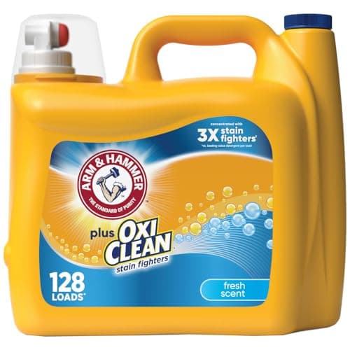 Arm & Hammer Plus OxiClean Fresh Scent, 128 Loads Liquid Laundry Detergent, 166.5 Fl oz