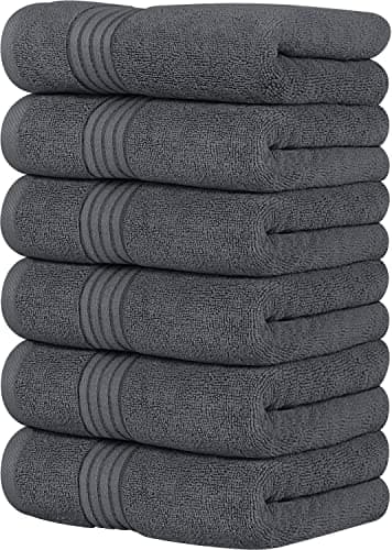 Utopia Towels 6 Piece Premium Hand Towels Set, (16 x 28 inches) 100% Ring Spun Cotton, Lightweight and Highly Absorbent Towels for Bathroom, Travel, Camp, Hotel, and Spa (Grey)