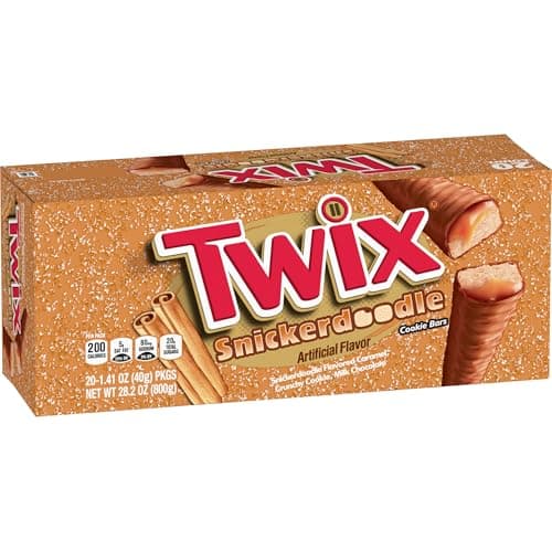 TWIX Snickerdoodle CookieChocolate Candy Bars, Nostalgic Cookie Cinnamon Caramel, Shortbread Cookie Milk Chocolate Bars, 1.4 Oz (Pack of 20); Individually Wrapped Snacks