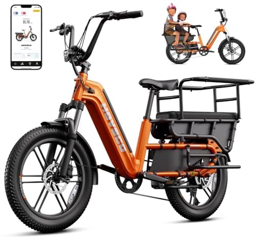 HOVSCO Family Electric Bike with Child Seat - 1300W 28MPH Fat Tire Ebike, 48V 15Ah Battery, 450LBS Load Capacity, Hydraulic Brakes & APP Control, UL 2849 Certification