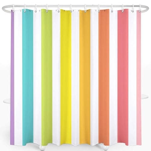 SRINKOC Rainbow Shower Curtain, Washable Kids Shower Curtain, Cute Shower Curtain Waterproof Polyester Fabric Shower Curtain Set with 12 Hooks Bathroom Decor, 72x72 Inches (03