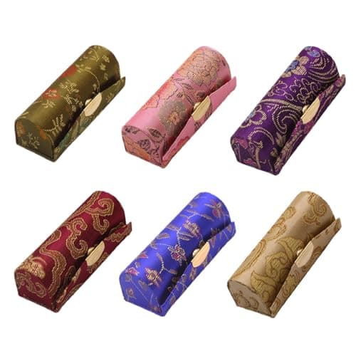 MIAO JIN 6PCS Lipstick Case with Mirror Lipstick Case Storage Case Mini Portable Floral Jewelry Case Cosmetic Case (Random Color)