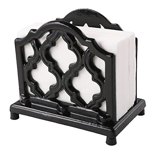 Vintage Metal Napkin Holder Cast Iron Napkin Holder Organizer for Kitchen Restaurant Home Decor, Black