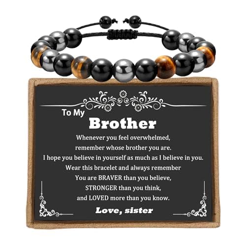 To My Brother Gifts from Sister as Christmas Gifts for Brother, Handmade Bead Bracelets Stocking Stuffers for Brother Bracelet, Adjustable Protection Bracelet Gifts for Brothers from Sereney