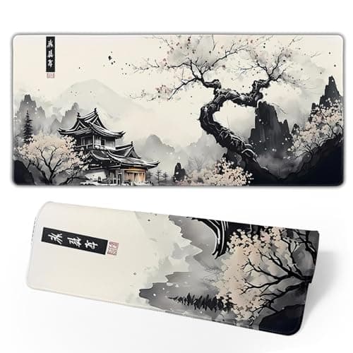 Japanese Mouse Pad, Large Japanese Desk Mat, XL Anime Gaming Keyboard Mat, Non-Slip Rubber Base, Big Extended Desk Protector for Home Office, 31.5”x11.8”