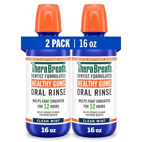 Best Mouthwashes #7 from TheraBreath TheraBreath Healthy Gums Oral Rinse, Antigingivitis, Clean Mint Flavor, Dentist Formulated to Help Prevent Gingivitis and Support Gum Health, Alcohol Free, 16 Fl Oz (Pack of 2)