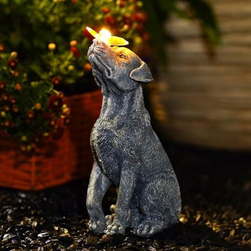 Fashionoda Garden Statue Dog Figurine Decor – Outdoor Decoration with Butterfly for Garden Yard Lawn Home Decor Outside : Christmas Memorial Gifts for Women Mom Grandma