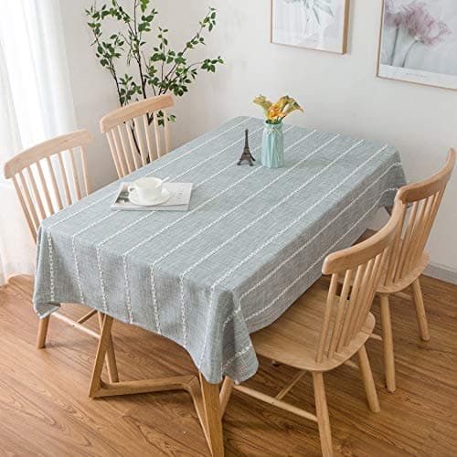 Daesar Rectangular Tableclothes 40x54 inch Table Cover Washable Stripe Polyester Table Cloths Grey