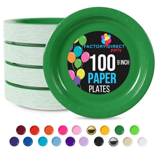 Exquisite Emerald Green Paper Plates Disposable Heavy Duty 9 Inch Emerald Green Disposable Plates For Party 100 Pcs Heavy Duty Paper Plate 350 GSM, Birthday Party Supplies Plate Set