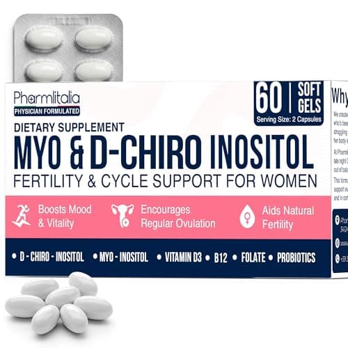 Myo-Inositol & D-Chiro Inositol Supplement for Women | Hormone Balance & Healthy Ovarian Support | 40:1 Myo Inositol Blend with Folate, Vitamin D3, B12 & 20 Billion CFU Probiotics | 60 Capsules