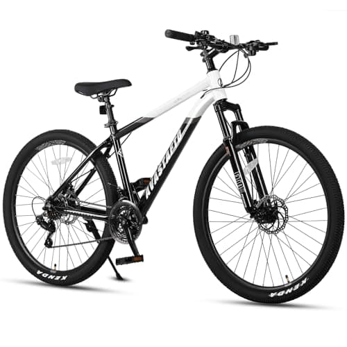 AVASTA 27.5-inch Mountain Bike for Man Male and Woman Female Adult with Lightweight Aluminum Alloy Frame and Dual Disc Brakes,Front Suspension,21-Speed Gear Shifters,Hidden Brake Cables,Color White