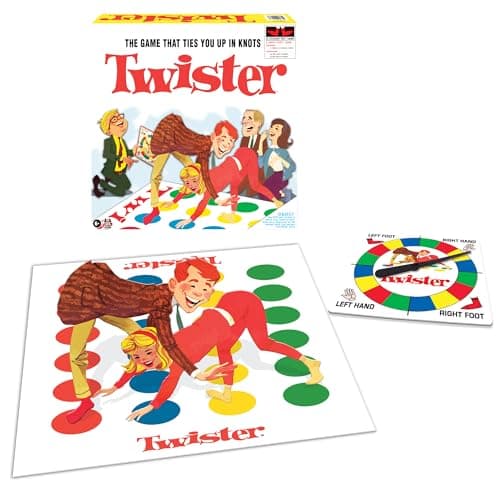 Classic Twister with Retro Design and Oversized Spinner by Winning Moves Games USA, Party Game for 2-4 Players, Indoor and Outdoor Fun for Kids Ages 6+