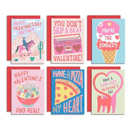 S&O Fun Happy Valentines Day Cards - Set of 24 Valentine Cards Boxed with Envelopes - Notes for Grandma, Kids, Friends & Family - Love Notes for Him & Her - Greetings with Assortment Box