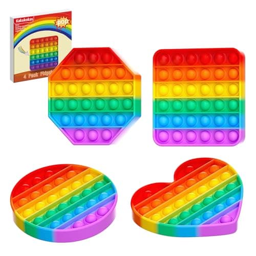 Kakukokas 4 Pack Fidget Toys,Pop Fidgets Pack Party Favors for Kids & Adults,Push Sensory Toys Bulk Toddler Toys,Stress Relief Gifts for Easter,Christmas,Birthday,Party Supplies,Classroom