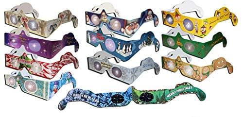 HolidayEyes(R) 3D Christmas 3D Glasses 22 Pair Variety Pack - 2 Each of 10, See Santa, Snowmen, Reindeer, Candy Canes, Elves, etc, and 2 Christmas/New Years Fireworks Glasses - All Folded