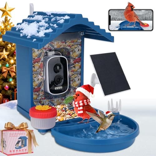 Leapbird Bird Feeder with Camera Solar Powered,2.5K HD Video Bird House Live View,Smart AI Bird Species Identification for Outside Garden,Birds Bath,Ideal Gift for Birds Lover,Hummingbird (Blue)
