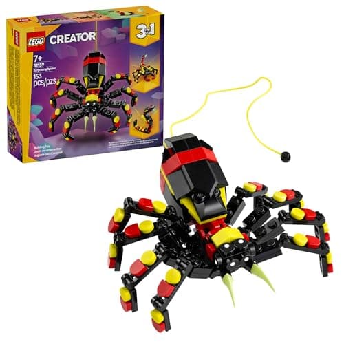 LEGO Creator 3 in 1 Wild Animals Surprising Spider Toy - Building Toy with 3 Build Options, Spider, Scorpion, or Snake - Animal Figures for Kids, Boys & Girls, Ages 7+ - Gift Idea for Birthday - 31159