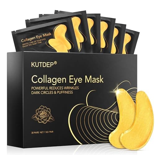 Under Eye Patches, 10 Pairs Gold Collagen Eye Gels Mask, Reduce Dark Circles, Wrinkles Puffy & Bags, Anti-aging Moisturizing Eye Mask by KUTDEP