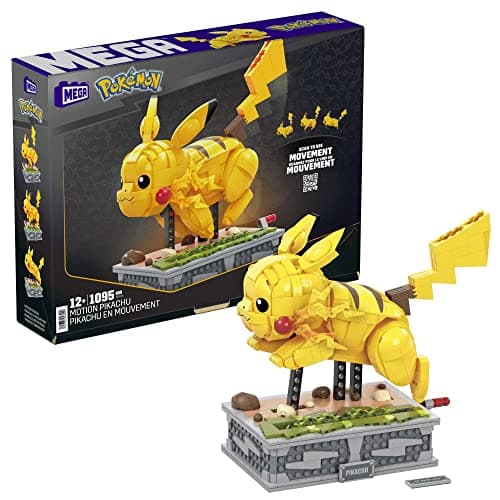 Mega Pokémon Building Toys Set Motion Pikachu with 1092 Pieces and Running Movement, for Adult Collectors