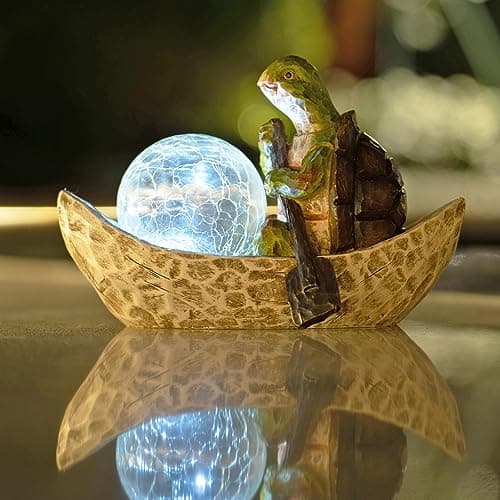 Rezpuao Garden Statue of Turtle,Garden Decor Turtle Figurine,Turtle Outdoor Statue,Solar Turtle Decor for Patio,Balcony,Yard,Lawn Ornament,Perfect Garden Gift