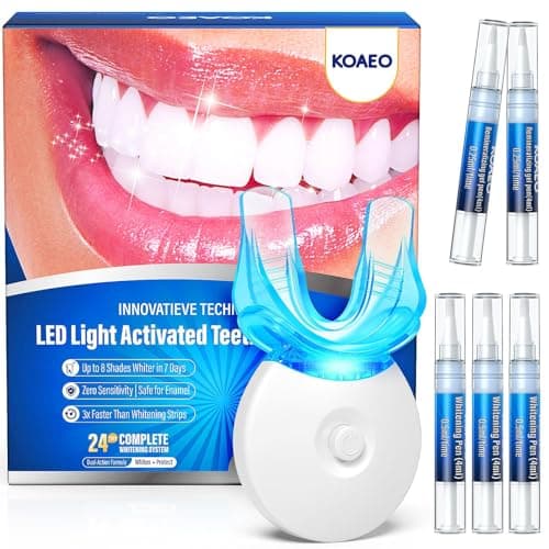 Teeth Whitening Kit – 3 Teeth Whitening Pens + 2 Desensitizing Pens – LED Light – 35% Carbamide Peroxide – Safe & Dentist-Recommended – Fast 7-Day Visible Whitening + Remineralizing Care