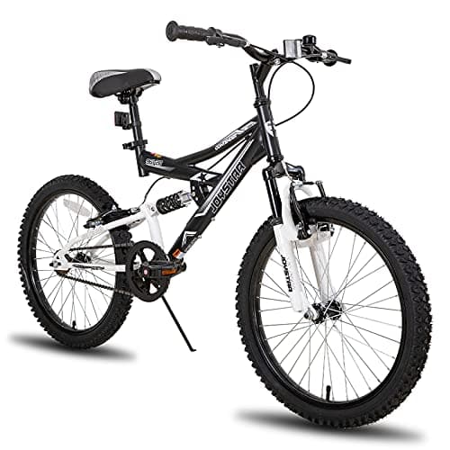 JOYSTAR Contender 20 Inch Kids Bike for Boys & Girls Ages 7-13 Years 20" Mountain Bike with Full Dual-Suspension Steel Frame and 1-Speed Drivetrain with Kickstand Black